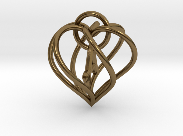 My Heart is Yours pendant, interlocking Initial A 3d printed