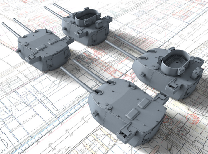 1/700 HMAS Canberra 8"/50 MKVIII Guns 1942 3d printed 1/700 HMAS Canberra 8"/50 (20.3 cm) MKVIII Guns 1942