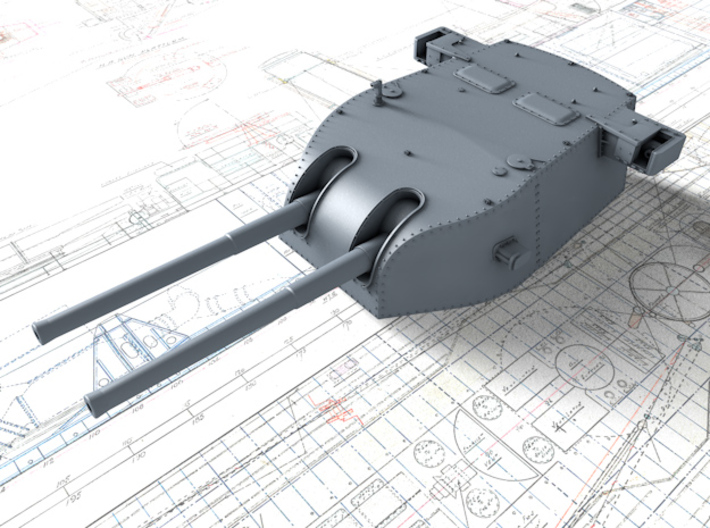 1/700 HMAS Canberra 8"/50 MKVIII Guns 1942 3d printed 3d render showing A and Y Turret detail