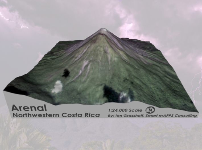 Arenal Volcano, Costa Rica: 6&quot; 3d printed