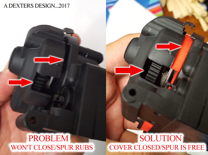 Dust Cover Extender for Traxxas 3d printed Shows How it is extended