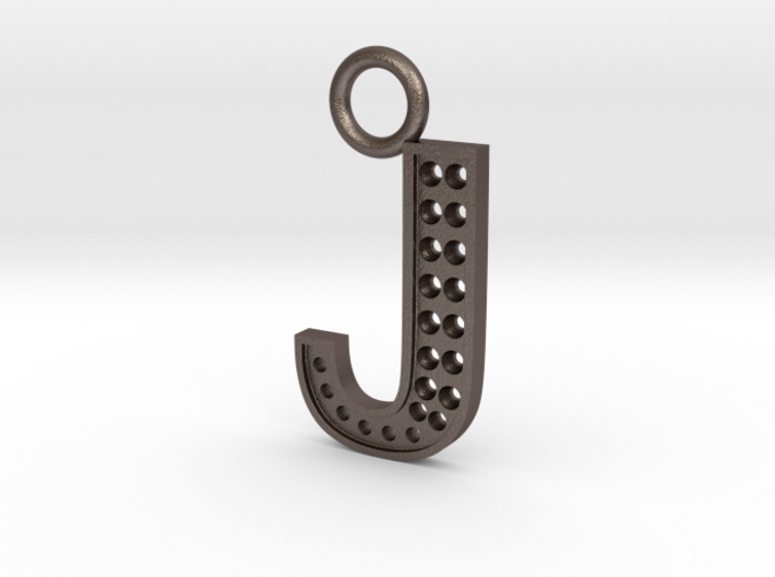 Letter J Key Ring Charm with rhinestone holes 3d printed