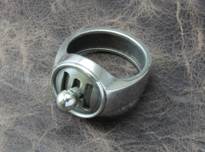 Shifter Ring 3d printed This material is Polished Silver , Patinated with bleach