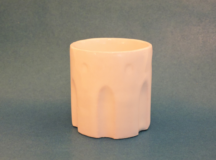 Revolver Cylinder Cup 55ml 3d printed Gloss White Porcelain