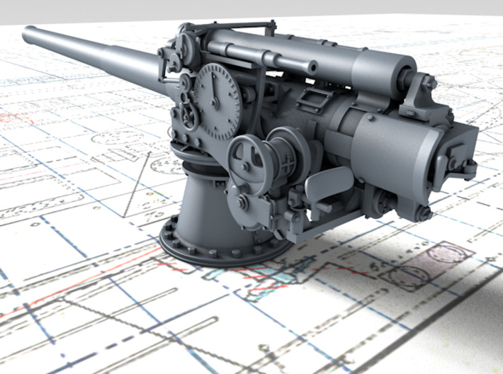 1/144 British 4"/50 (10.2 cm) BL Mark VII Gun x2 3d printed 3d render showing product detail