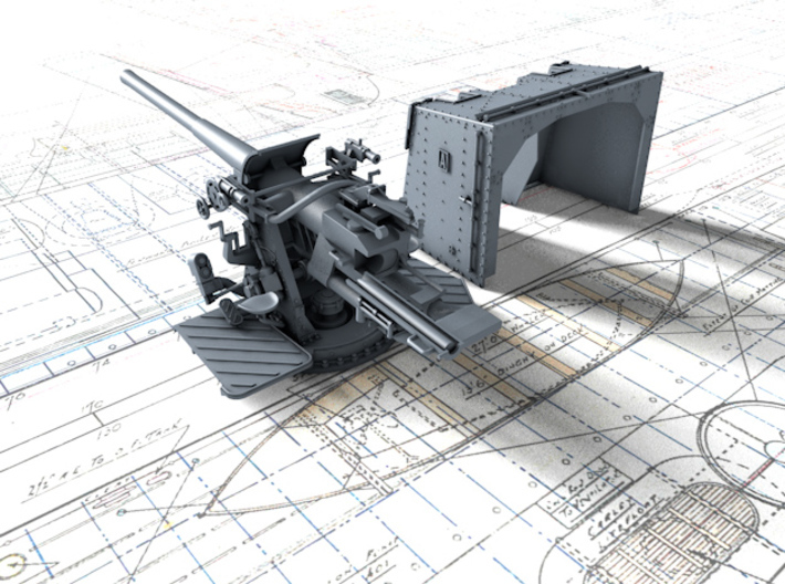 1/192 4.7"/45 (12cm) QF Mark IX CPXVII Guns x4 3d printed 3d render showing product detail