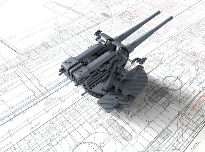 1/72 Tribal Class 4.7" MKXII CPXIX Twin Mount x1 3d printed 3d render showing product detail