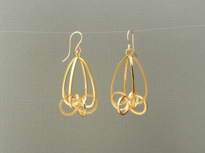 Finials - Pair of Earrings in Metal 3d printed 