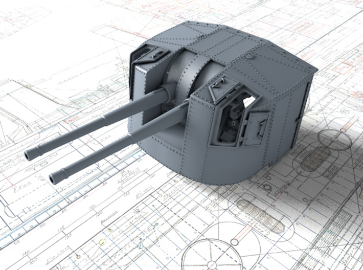 1/96 Tribal Class 4.7" MKXII CPXIX Twin Mount x1 3d printed 3d render showing product detail