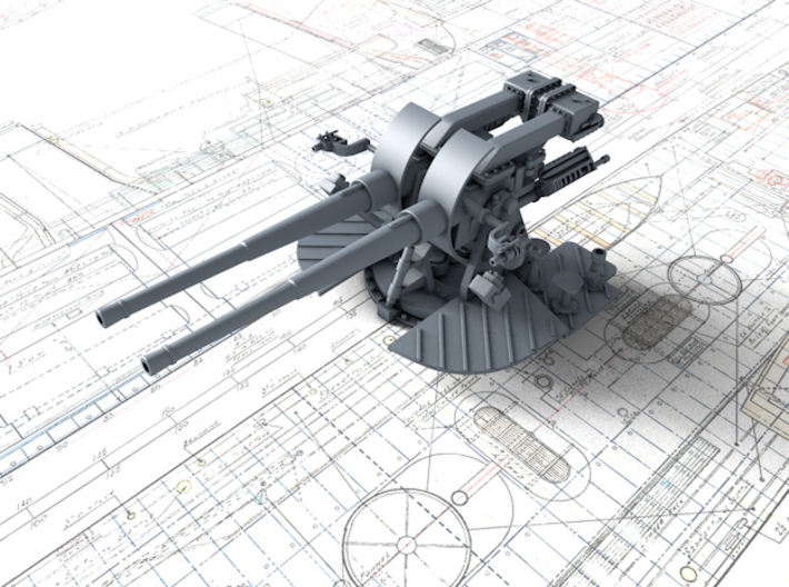 1/128 Tribal Class 4.7" MKXII CPXIX Twin Mount x1 3d printed 3d render showing product detail