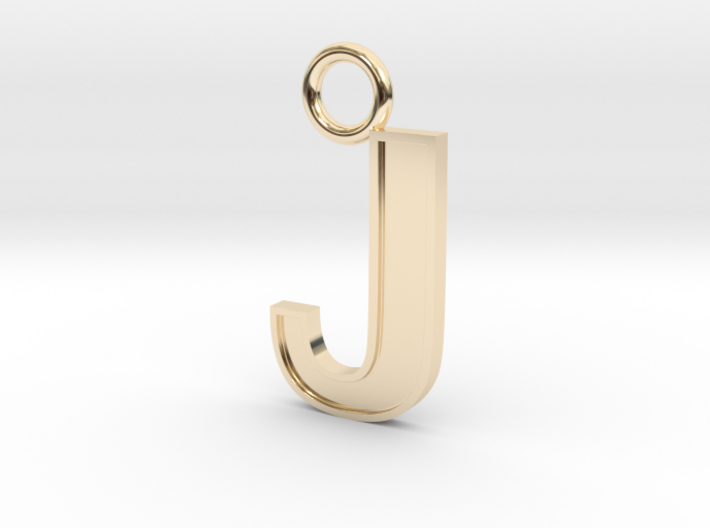 Letter J Key Ring Charm with decorative back holes 3d printed