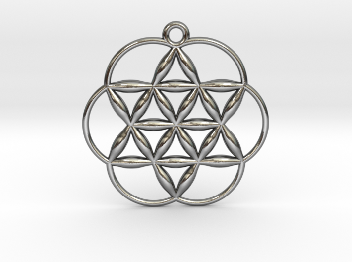 Flowering Seed of Life Pendant 1&quot; 3d printed