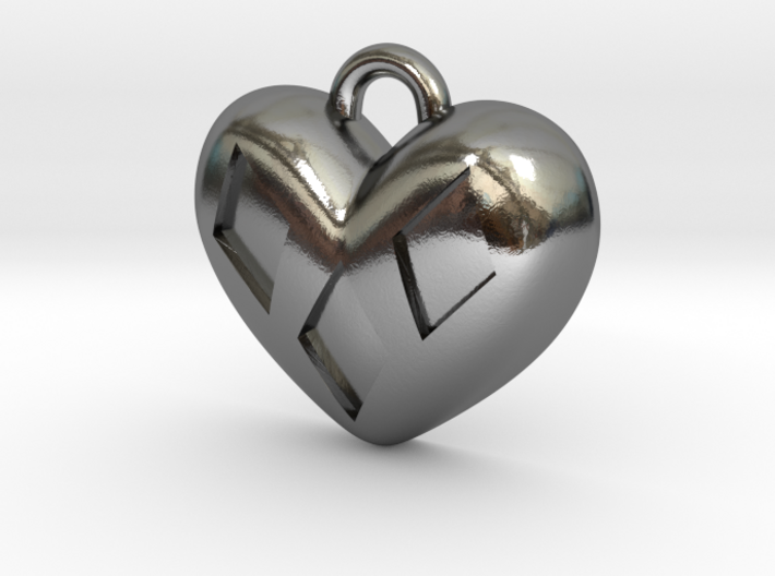 Diamond Kissed Heart Pendant 3d printed
