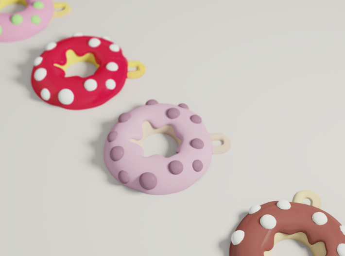 Donut Earing &amp; Pendant Pink 3d printed