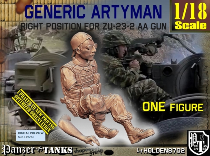 1/18 Right Artyman for ZU-23-2 AA Gun 3d printed