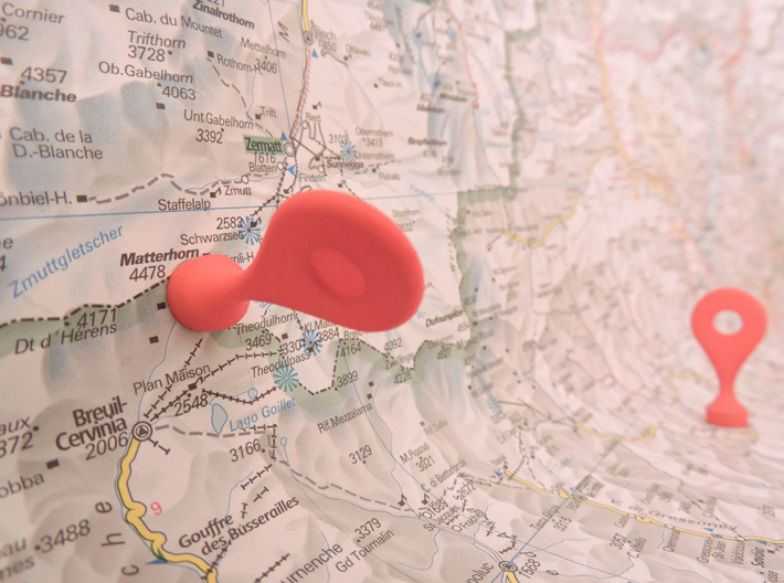 Google Maps Marker - Magnet (with hole) 3d printed Red Strong & Flexible Polished (v1.0; NOT this model; this one has a hole)