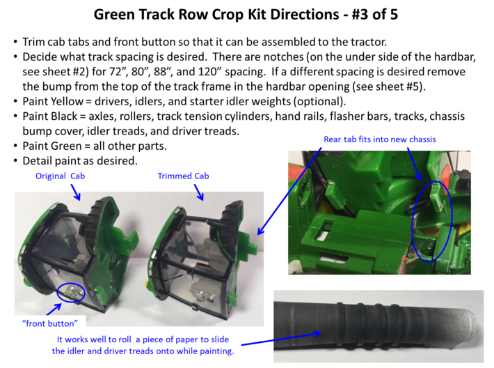 V3-GREEN TRACK 72-120" ROW CROP KIT, WIDE WHEELS 3d printed 
