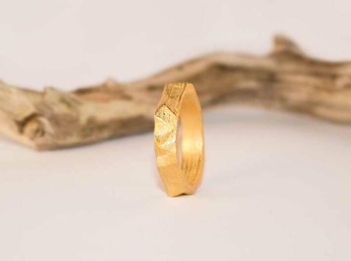 Origami Ring 3d printed Origami Ring Matte Gold Steel