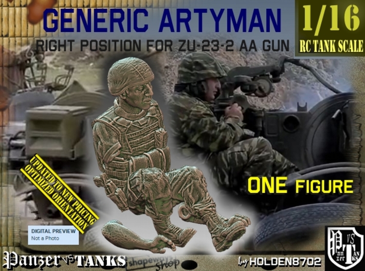 1/16 Right Artyman for ZU-23-2 AA Gun 022 3d printed