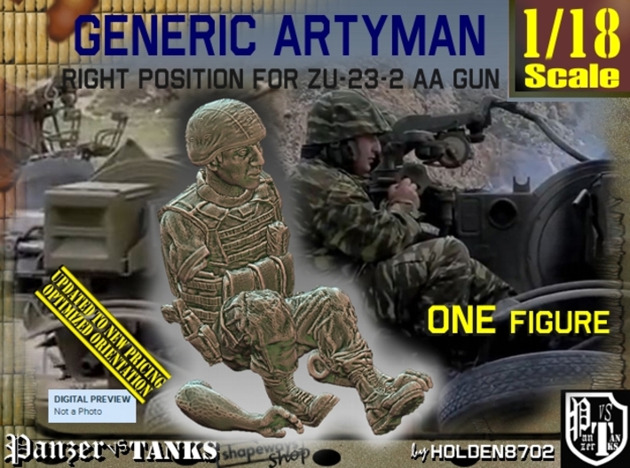 1/18 Right Artyman for ZU-23-2 AA Gun 022 3d printed