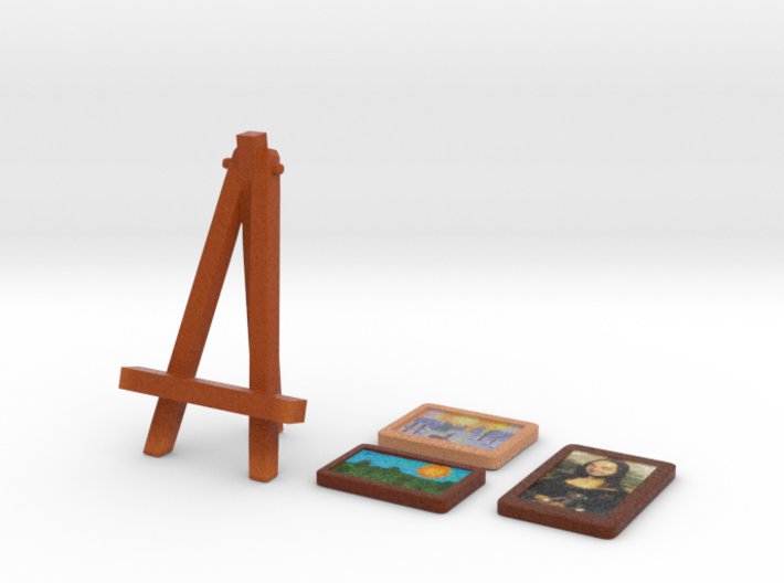 Easel and painting(3 x Images ) 3d printed