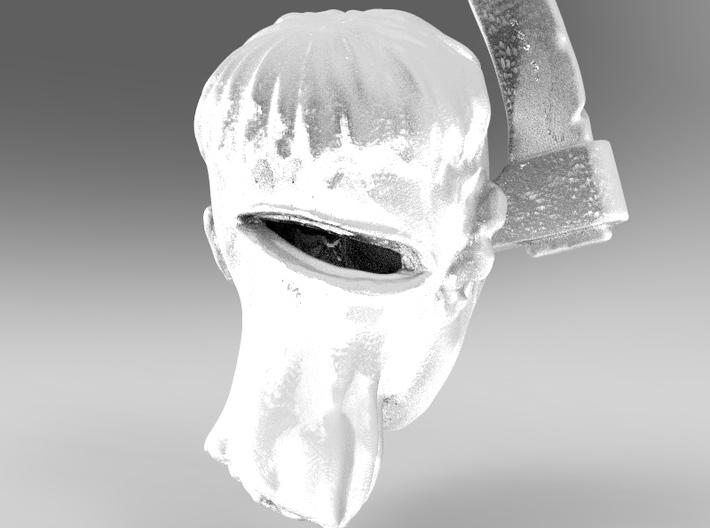 "Sliced Zombie Head on Ax" pendant 3d printed 