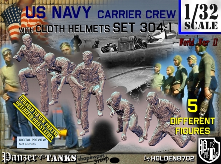 1/32 USN Carrier Deck Crew Set304-1 3d printed