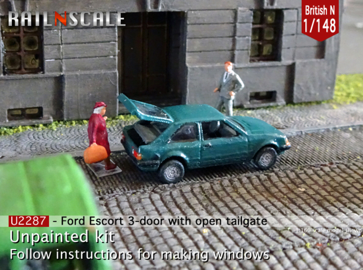 Ford Escort with open tailgate (British N 1:148) 3d printed