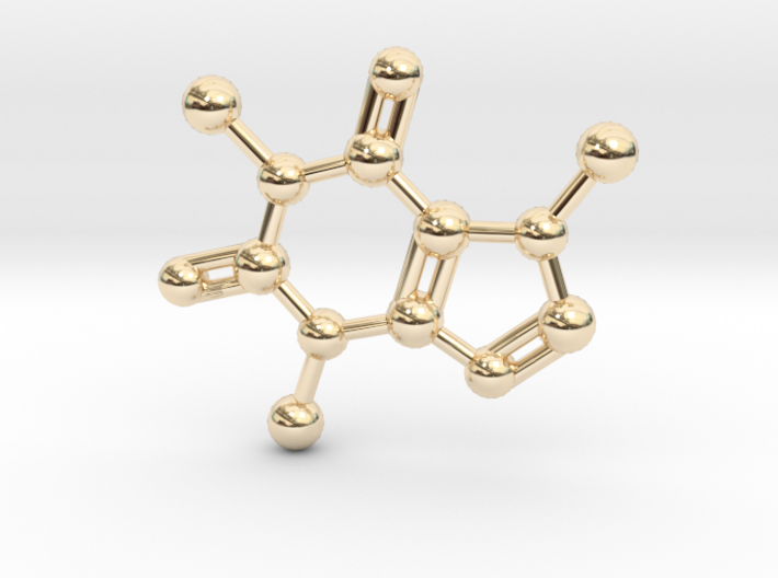 Caffeine molecule Necklace Pendant Big 3d printed 