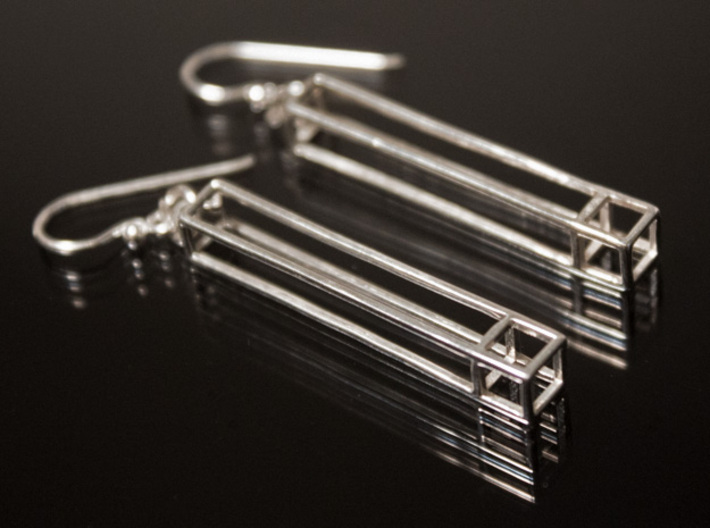 Rectangular Prism Drop Earrings 3d printed Shown with jump rings and ear wires (not Included)