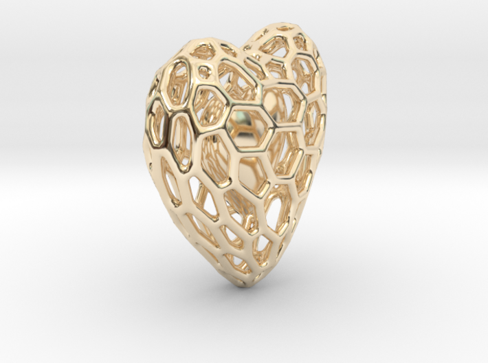 Voronoi Double Heart Pendant 3d printed
