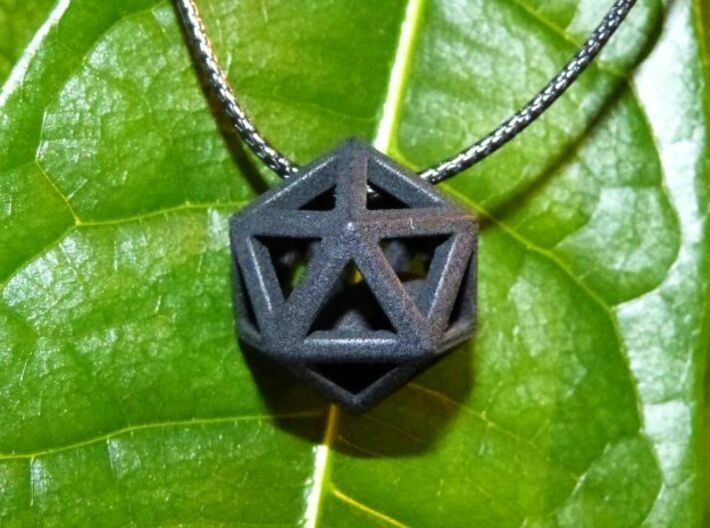Polyhedron with interlocked heart pendant 3d printed 