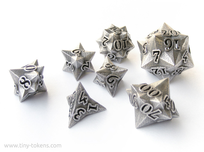 Faceted - polyhedral 7 dice set 3d printed