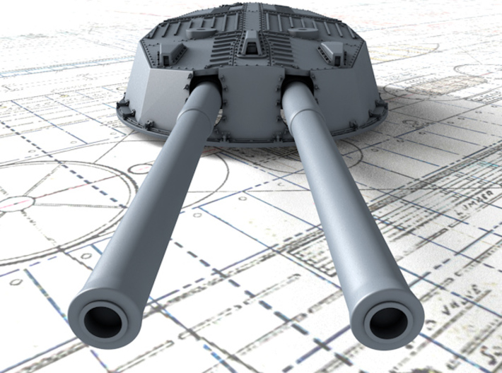 1/350 HMS Invincible 1907 12" MKX Guns x4 3d printed 3d render showing Turret P and Q detail