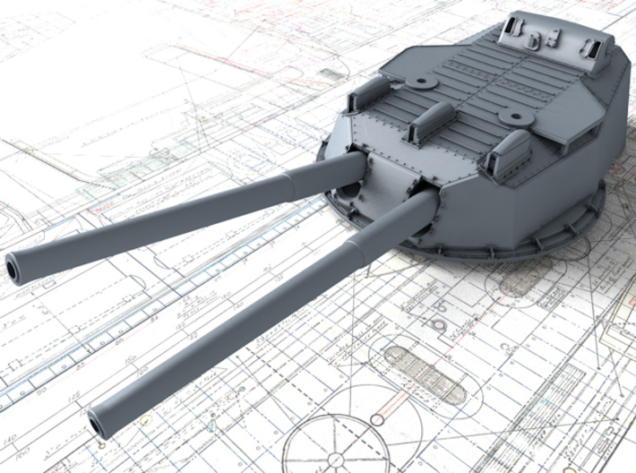 1/128 HMS Invincible 1916 12" MKX Guns x4 3d printed 3d render showing adjustable Barrels