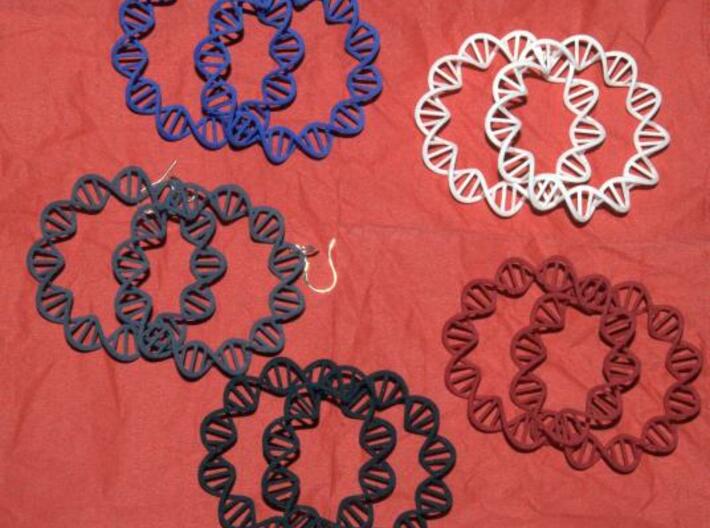 Circular DNA Plasmid earrings 3d printed