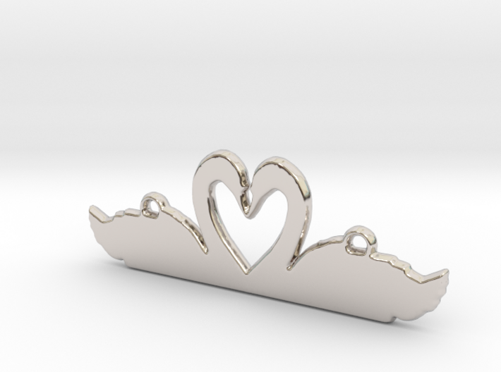 Swans Heart Necklace 3d printed