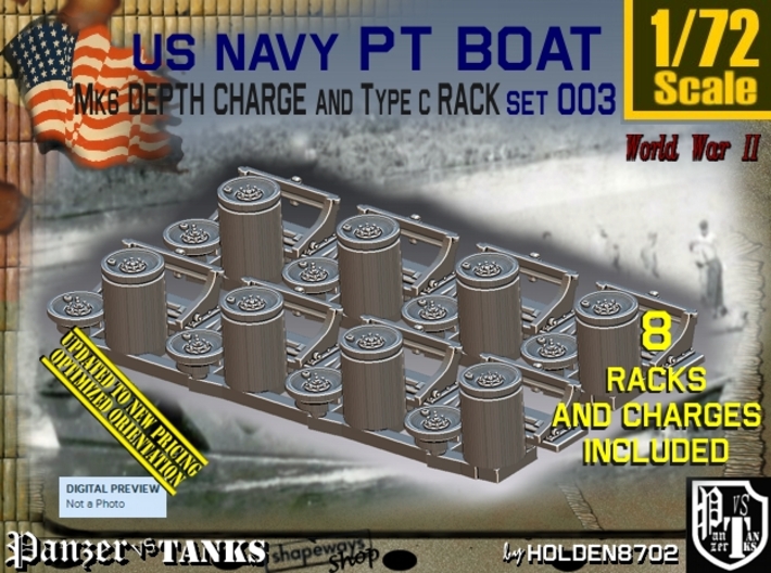 1/72 PT Boat Depth Charge w Rack Set003 3d printed