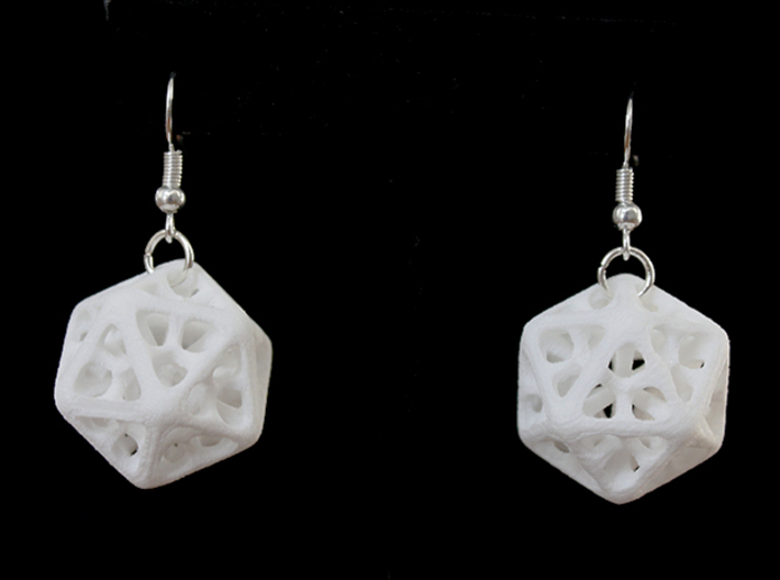 Icosahedron Earrings 3d printed