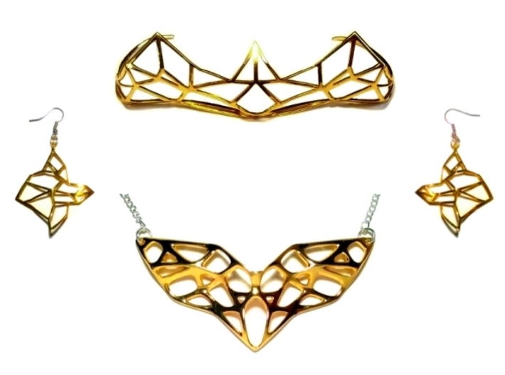 FabGeo Earrings 3d printed Gold Plated Brass
