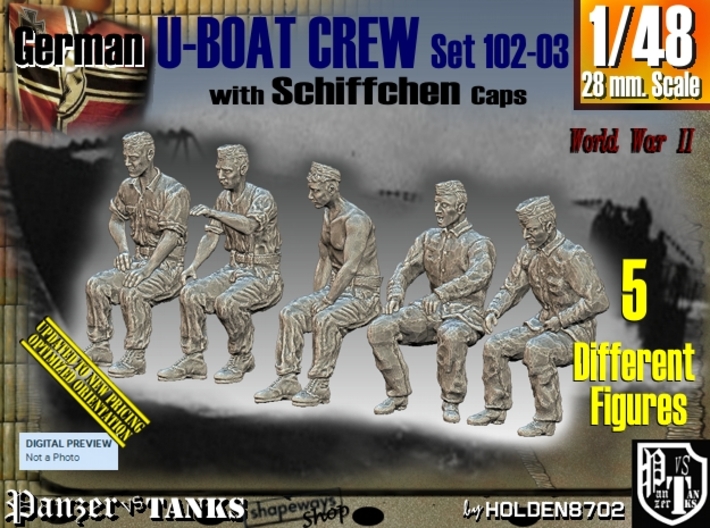 1/48 German U-Boot Crew Set102-03 3d printed