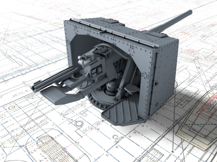 1/700 4.7"/45 QF MK IX CPXVII Guns Ports Closed x8 3d printed 3d render showing product detail