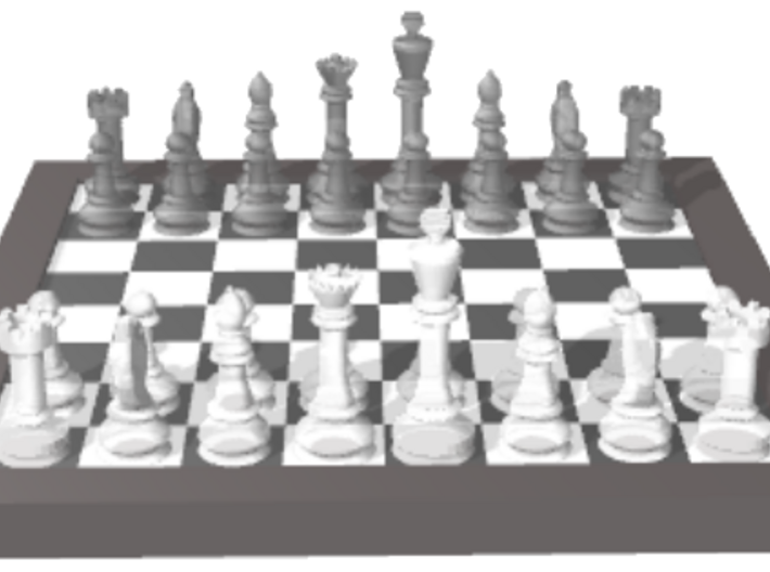 1/18 Chess Board and Pieces (Game Start) 3d printed 