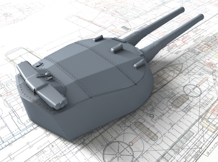 1/600 14" MKI HMS Canada Guns x5 w. Blast Bags 3d printed 3D render showing product detail