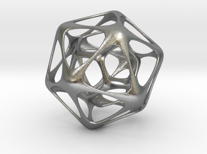 Icosahedron-dodecahedron Pendant - Yin 3d printed Render - Icosahedron-dodecahedron Pendant - Silver