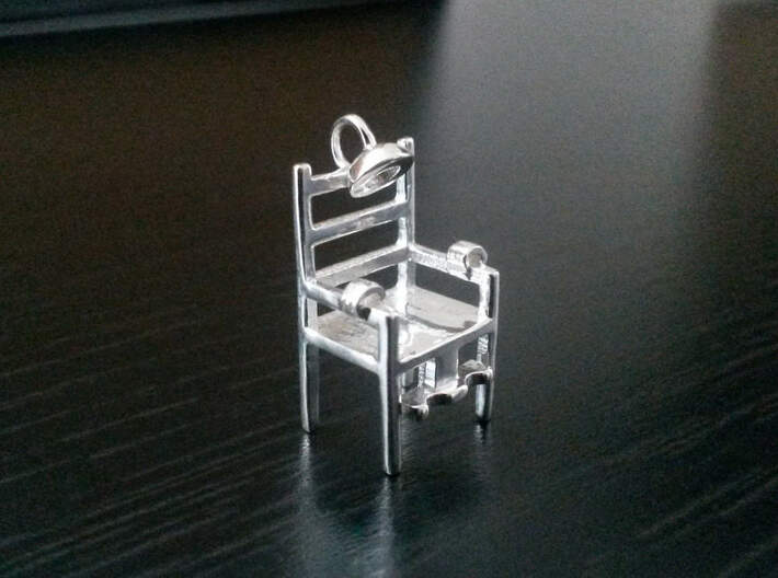 Electric Chair Pendant 3d printed Polished Silver