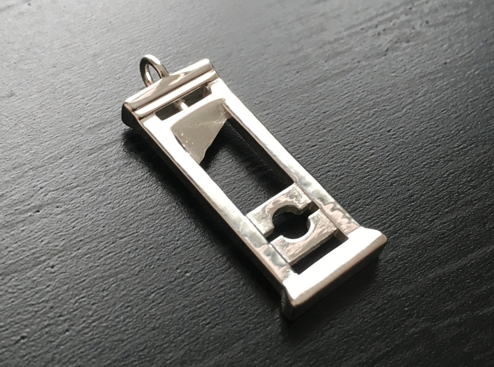 Guillotine Pendant 3d printed Polished Silver