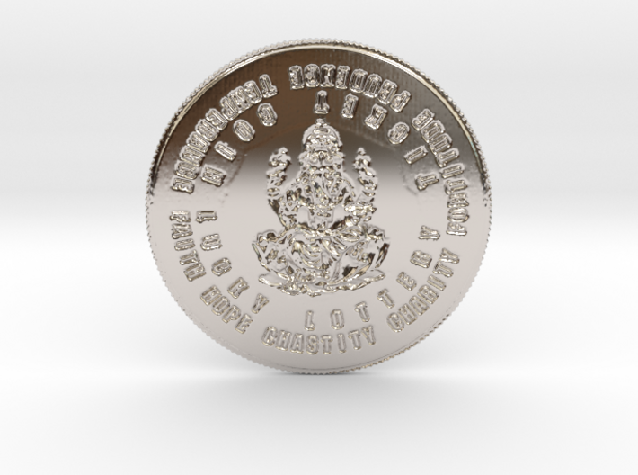 Lord Ganesha Obstacle Smasher Coin of 7 Virtues 3d printed