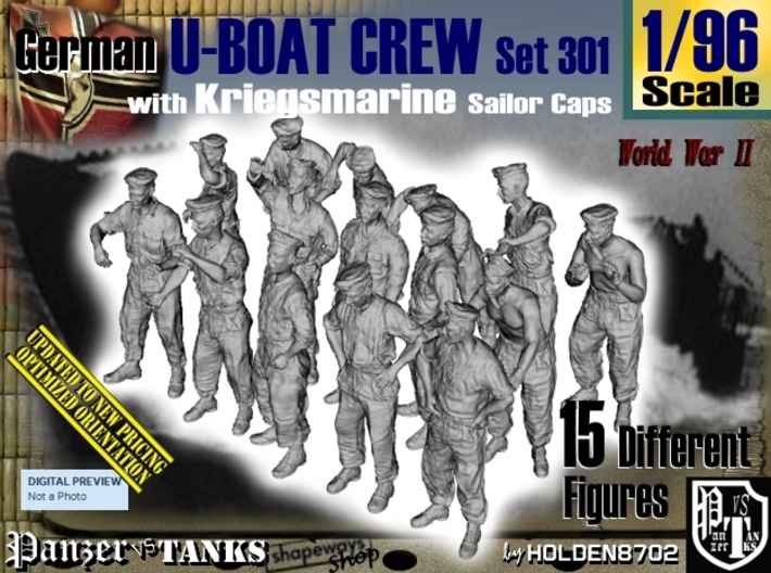 1/96 German U-Boot Crew Set301 3d printed