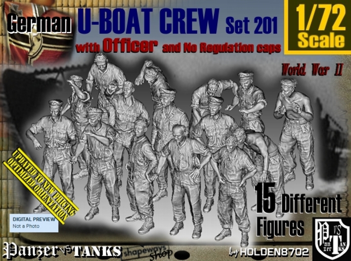 1/72 German U-Boot Crew Set201 3d printed